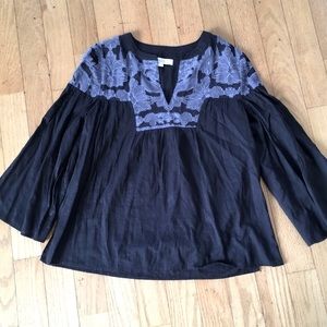 LOFT Embroidered Peasant Blouse
